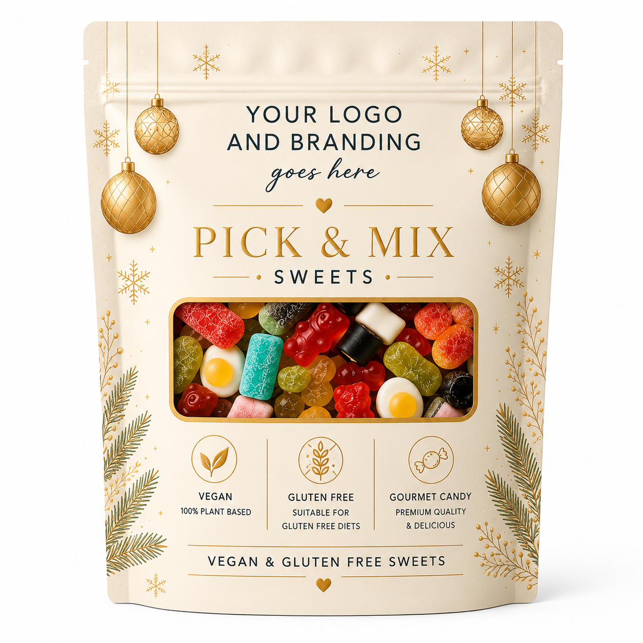 Pick & Mix candy or chocolate in branded pouch bags