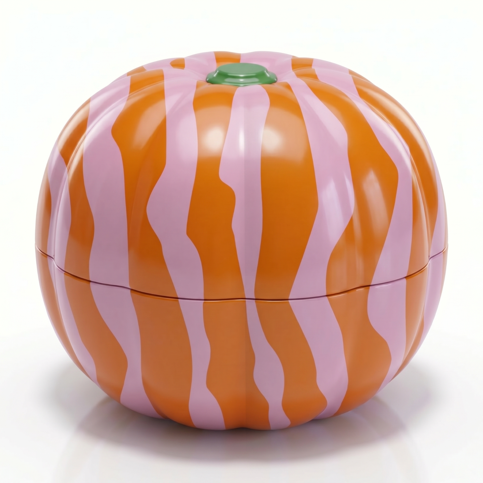 Spöke reusable tin pumpkin in fun zebra print with a friendly ghost design, a plastic-free Swedish Halloween candy tin.